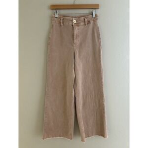 OAT Jeans Wide Leg High Rise Raw Hem Size 4 Pants Indie Boho Cottagecore Preppy